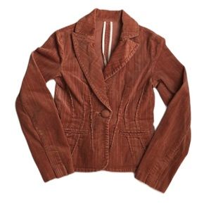 Fitted Corduroy Button Blazer Unbranded